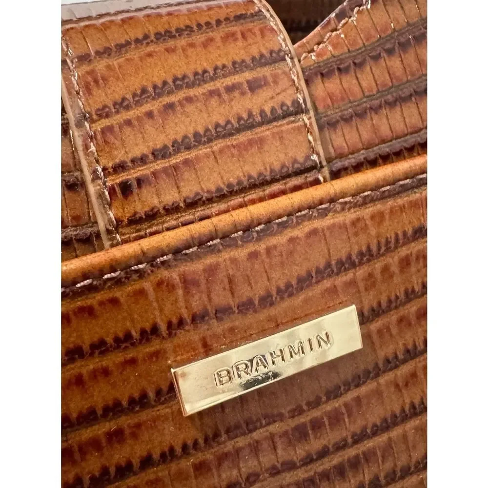 NWT Brahmin Adrian Jardim satchel bag with raffia and croc-embossed leather